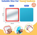 Dandat 10 Pcs Small Mirrors for Kids 6 x 6 Inch Square Shatter Proof Reflector Toddler Glass Plastic Reflector for Classroom DIY Craft Preschool Facial Expression (Multicolor)