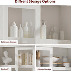 Garvee Tall Kitchen Pantry Cabinet, Farmhouse Wood Storage Cabinet with 4 Doors and Adjustable Shelves, Sturdy Frame, 70.45" Large Office Bookcase Cabinets for Kitchen, Dining, Office, Rustic White