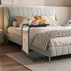 C Shaped Side Table, Small Side Table for Sofa and Bed, Computer Desk with Rolling Wheels and Storage Bag Side Table Slide Under Sofa Tray Table for Living Room Bedroom Office (Black)
