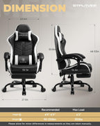 GTPLAYER Gaming Chair for Adults, Computer Chair with Footrest, Snow White | Ergonomic Video Game Chair with 90-155° Recline, Removable Headrest & Lumbar Support, All-Day Comfort for Home & Office