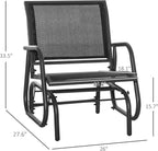 Outsunny Porch Glider Set of 2 Steel Frame Black | Swing Glider Chair, Breathable Mesh Fabric, Curved Armrests, for Garden, Poolside, Backyard, Balcony