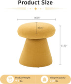 FOXHUNTER Mushroom Ottoman Foot Rest Pouf Ottoman with 360° Rotation, Footstool for Makeup Room Living Room Bedroom Entrance(Yellow, Teddy)