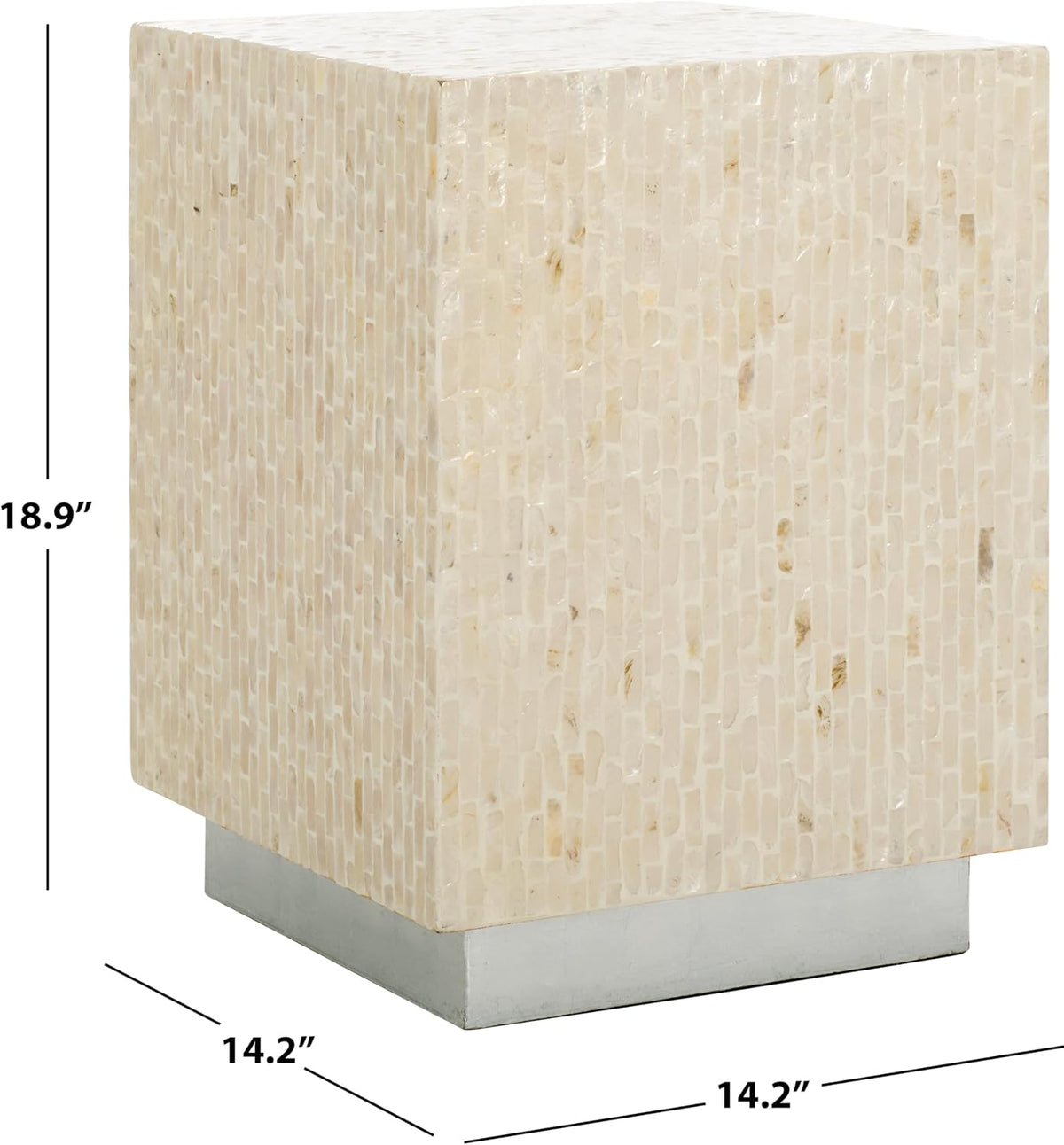 SAFAVIEH Home Collection Scarlett Natural & Silver Capiz Shell Square Accent Table (Fully Assembled)