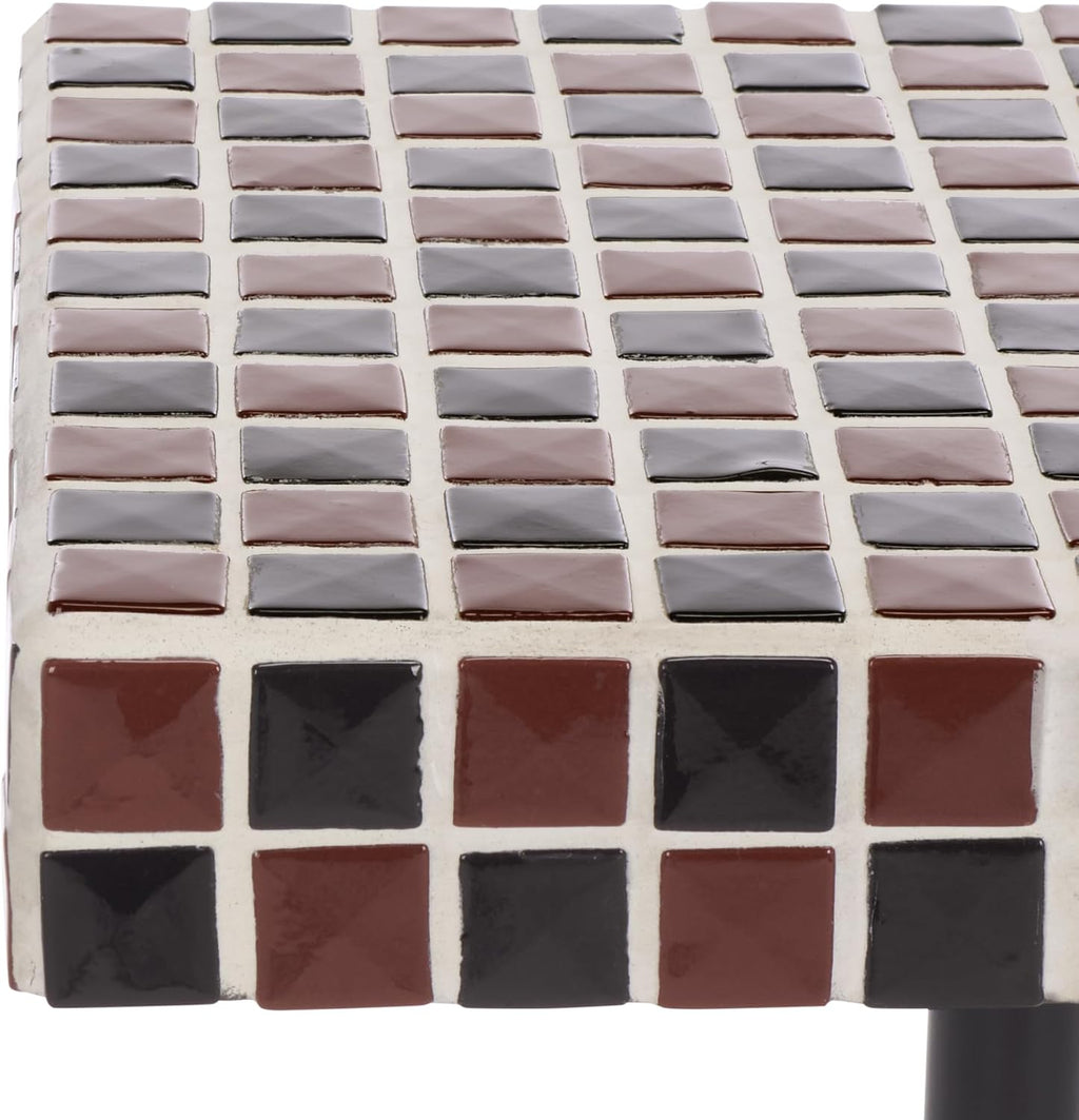 SAFAVIEH Home Collection - Satomi Accent Table with Bordeaux Mosaic Tile Inlay & Black Iron Base, Modern Side Table, Fully Assembled (ACC3230C)
