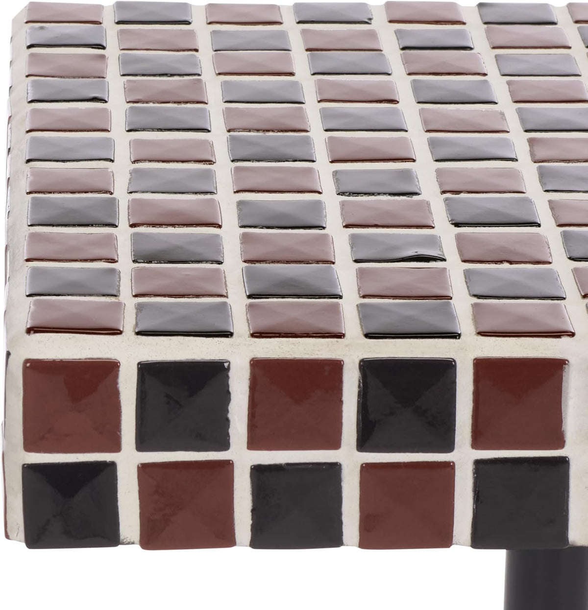 SAFAVIEH Home Collection - Satomi Accent Table with Bordeaux Mosaic Tile Inlay & Black Iron Base, Modern Side Table, Fully Assembled (ACC3230C)
