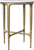 Coaster Home Furnishings - Baldwin - Round Side Table with Marble Top, Hand-Hammered Steel Frame and Two-Tone Design - Living Room - White and Gold - 930081