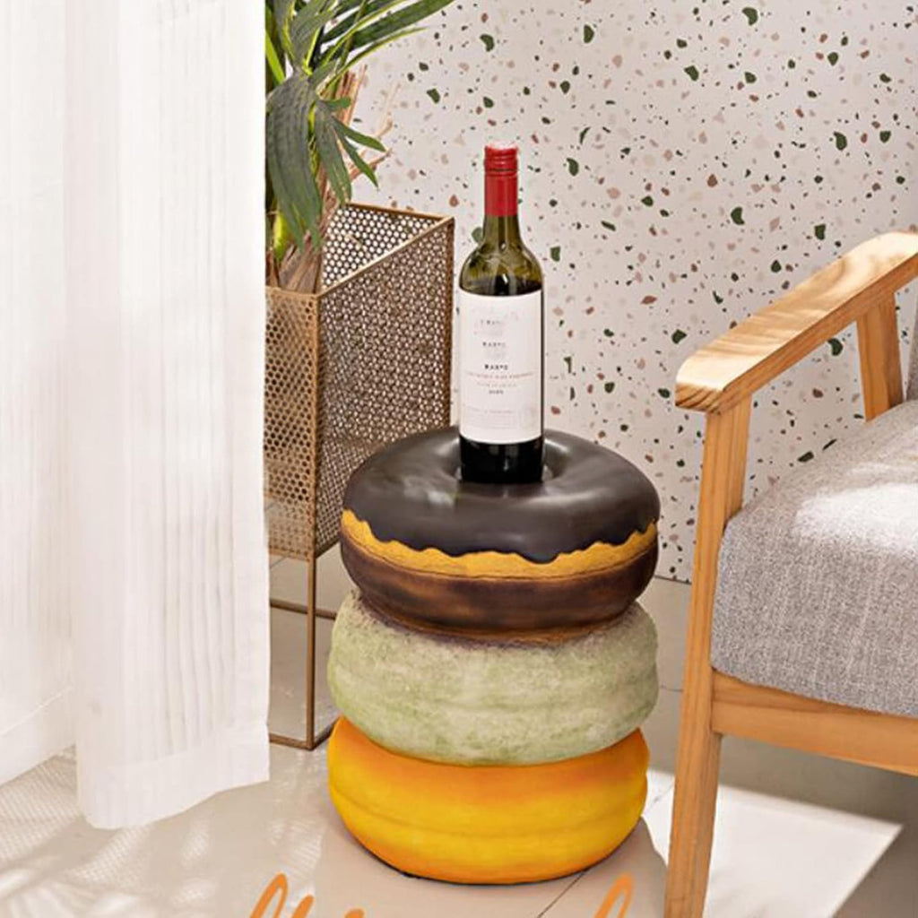 Food Shoe Changing Stool, Simulated Food Stool Comfortable Retro for Home (Coffee Donut)