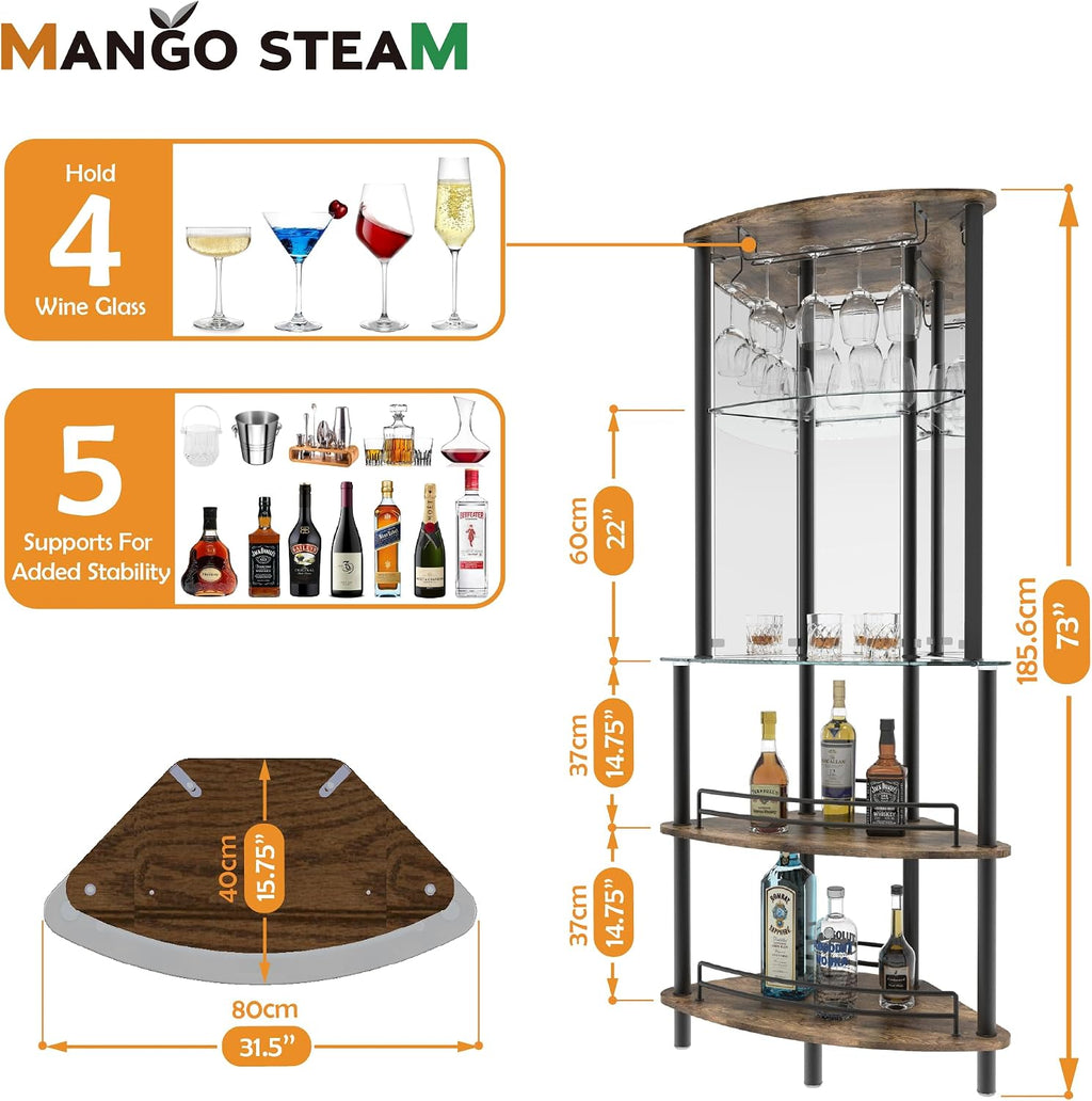 Mango Steam Contemporary Modern Home Entertainment Liquor Bar Catalina Table (Tower Bar, Rustic Wood)