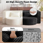 78" Full Size Convertible Futon Sofa Bed, Corduroy Folding Sleeper Sofa Bed with 2 Pillow, Foam Mattress Couch Bed, No Assembly Loveseat Couches for Living Room Apartment, Space‑Saving, Black
