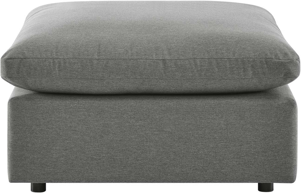 Modway Commix Outdoor Patio Overstuffed Sectional Sofa Ottoman in Charcoal