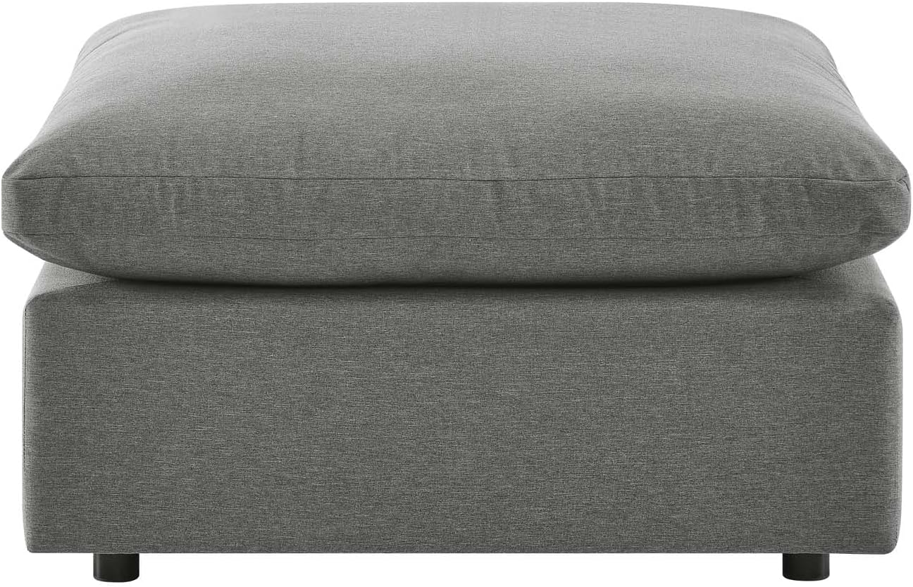Modway Commix Outdoor Patio Overstuffed Sectional Sofa Ottoman in Charcoal