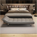 Modern End of Bed Bench, Upholstered Pu Leather Ottoman,Modern Tufted Long,Faux Fur Entryway with Metal Legs Entryway(Gris,1.8m)