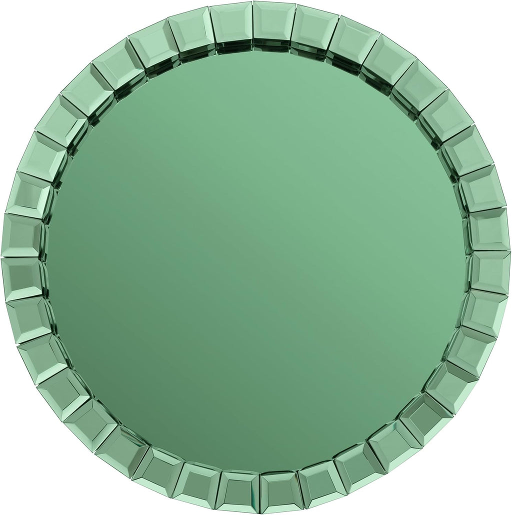 SHYFOY Green Mirrored End Table, 23" H Round Glass Side Table with Three Legs, Modern Accent Table for Living Room, Bedroom, or Entryway