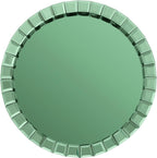 SHYFOY Green Mirrored End Table, 23" H Round Glass Side Table with Three Legs, Modern Accent Table for Living Room, Bedroom, or Entryway