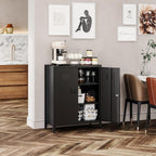 MIIIKO Metal Locker with 2 Doors, Metal Storage Sideboard Accent Cabinets for Kitchen, Pantry, Home Office and Garage