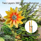 hogardeck Outdoor Wind Spinner, 61" Metal Sunflower Wind Spinner with Stake, 360° Rotating Windmill Yard Art, Kinetic Wind Sculptures for Home Lawn Backyard Patio Decor, Gifts for Garden Lovers