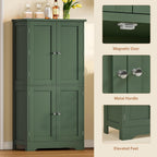 TEENFON 51" H Pantry Cabinet with 4 Doors, Kitchen Cabinet with 6 Door Shelves, Kitchen Pantry for Living Room, Dining Room, Bathroom, Green