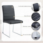 Modern Leather Dining Chairs, Set of 6 | Upholstered Padded Seats with Sturdy Metal Legs, Armless Kitchen & Dining Room Furniture for Home (Black, Set of 6)
