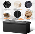 AmasSmile Footrest Ottoman Storage Bench,34" Leather Folding Chest,Black | Large Ottoman with Storage,Thicker Foam Padded Seat,Livingroom,Dorm,Bedroom,Entryway,Easy to install,34 x 13 x 13in
