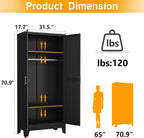 Ckzbx 71" H Metal Armoire Wardrobe Closet, Adjustable Shelve, Clothes Drying Pole, Steel Wardrobe Cabinet for Bedroom (Black)
