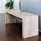 East at Main Karson Solid Wood Bench – Mango Wood Dining Bench or End of Bed Bench, Light Natural Finish, Entryway Bench for Bedroom, Living Room, or Hallway