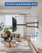 FORGING MOUNT Corner TV Wall Mount Long Arm TV Mount for 32-75 inch TVs | Single Stud Full Motion Articulating TV Bracket with 33” Extension, Swivel Tilt, Max VESA 600x400mm, Holds up to 100 lbs