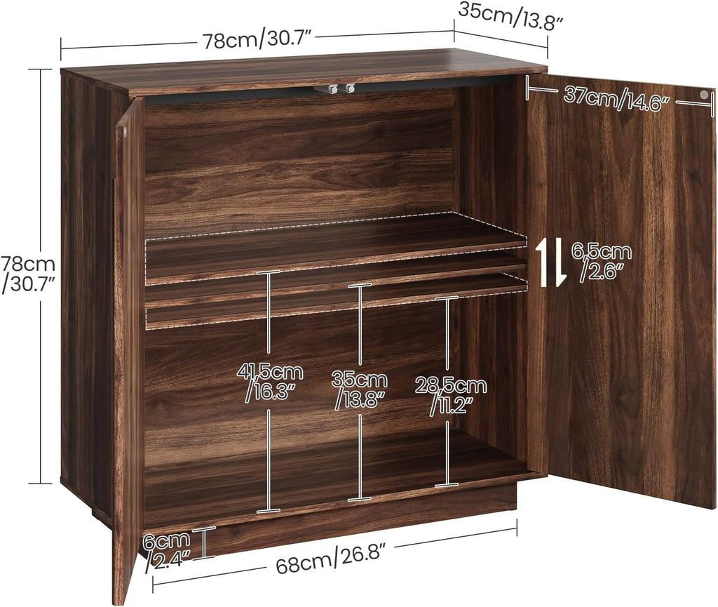 CHOEZON Buffet Cabinet, Sideboard Buffet Cabinet with Storage, Coffee Bar Cabinet, Push-to-Open Doors & Adjustable Internal Shelf, Buffet Table for Kitchen, Dining Room, Walnut MCB01HT