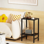 YUFAM Side Table End Table Tall Night Stand 2-Tier for Living Room Bedroom Bathroom Office Furniture Black