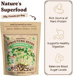 Seedboy Organic Non-GMO Sprouting Seeds, Protein Blend – USA Grown Microgreens Mix with Garbanzo, Mung Bean, Adzuki Beans, Green Pea - 8 oz Bag Makes 2 Quarts / 12 Servings (Protein Blend)
