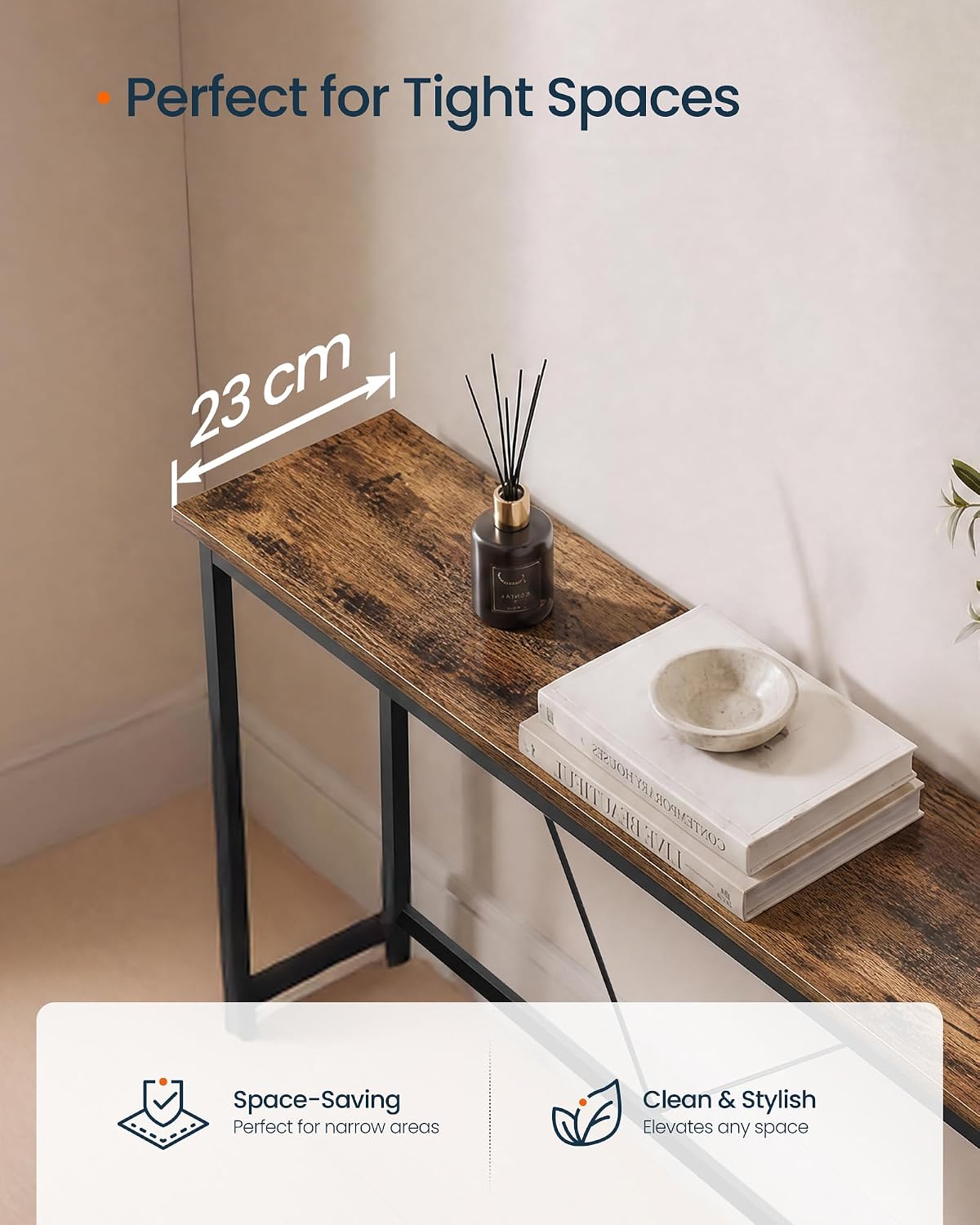 SONGMICS HOME Entryway Console Table, Behind Couch Table, for Living Room, Bedroom, Easy Assembly, Rustic Brown