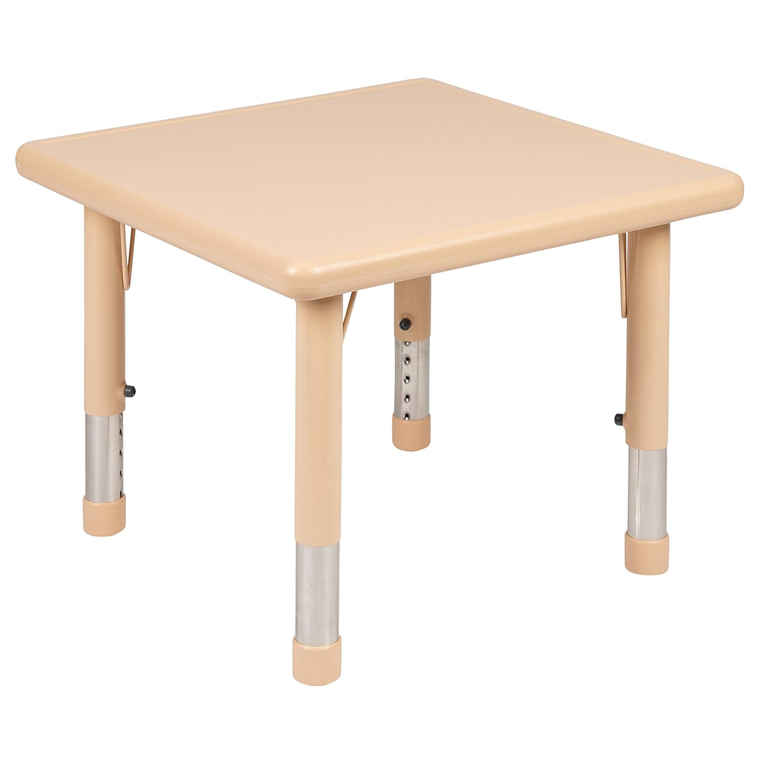 EMMA + OLIVER 24" Square Natural Plastic Height Adjustable Activity Table - School Table for 4