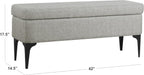 HomePop Upholstered Storage Bench with Metal Leg, 42" W, Cool Gray Woven