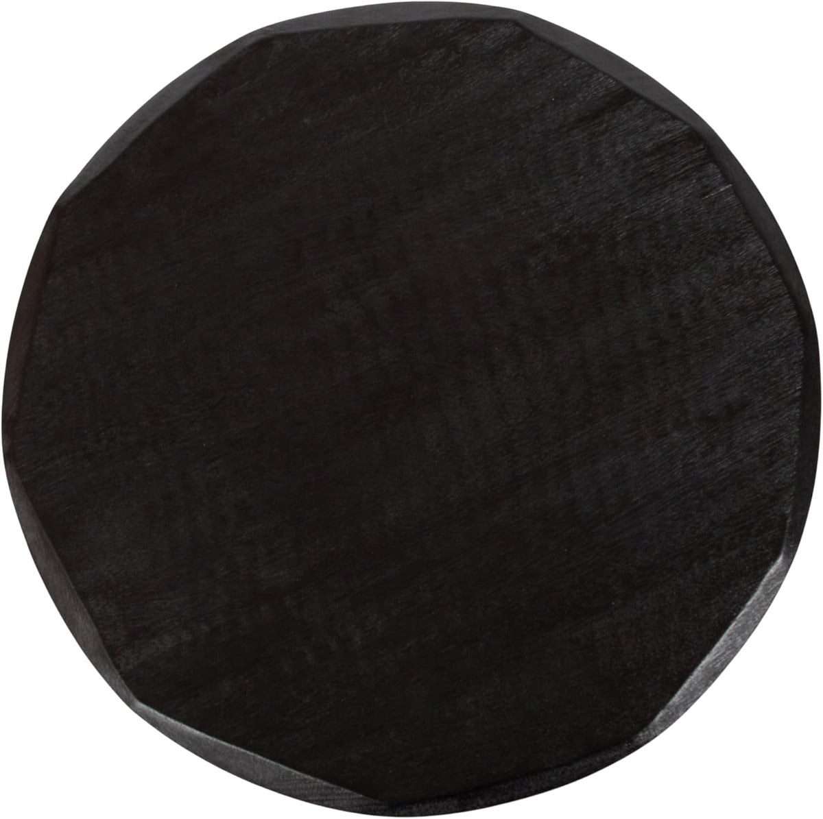 Kate and Laurel Tavares Modern Wooden Round Side Table, 18 x 18 x 20, Black, Solid Wood Accent End Table with Textured Top and Faceted Edge for Use as Indoor Plant Stand or Living Room Decor Piece