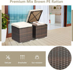 ORALNER 16" Outdoor Ottoman, Set of 2 Wicker Ottoman with Storage, All-Weather Rattan Cube Footstool w/Removable Cushions, Square Foot Rest Seating for Patio, Porch, Deck, Easy Assembly (Cream)