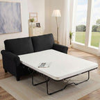 Pull Out Sofa Bed with Mattress, 57" Convertible Sofa Bed Loveseat, Twin Sleeper Sofa Couch with Pocketed Coil Seating, Upholstered Fabric Sofa Bed for Small Spaces,Black