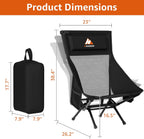 Armless Rocking Camping Chair for Adults, Portable Folding Outdoor Rocker with Spring-Action Technology, Heavy Duty Mesh Camp Chair for Fishing, Tailgating & Picnic, Supports up to 500 lbs, Black