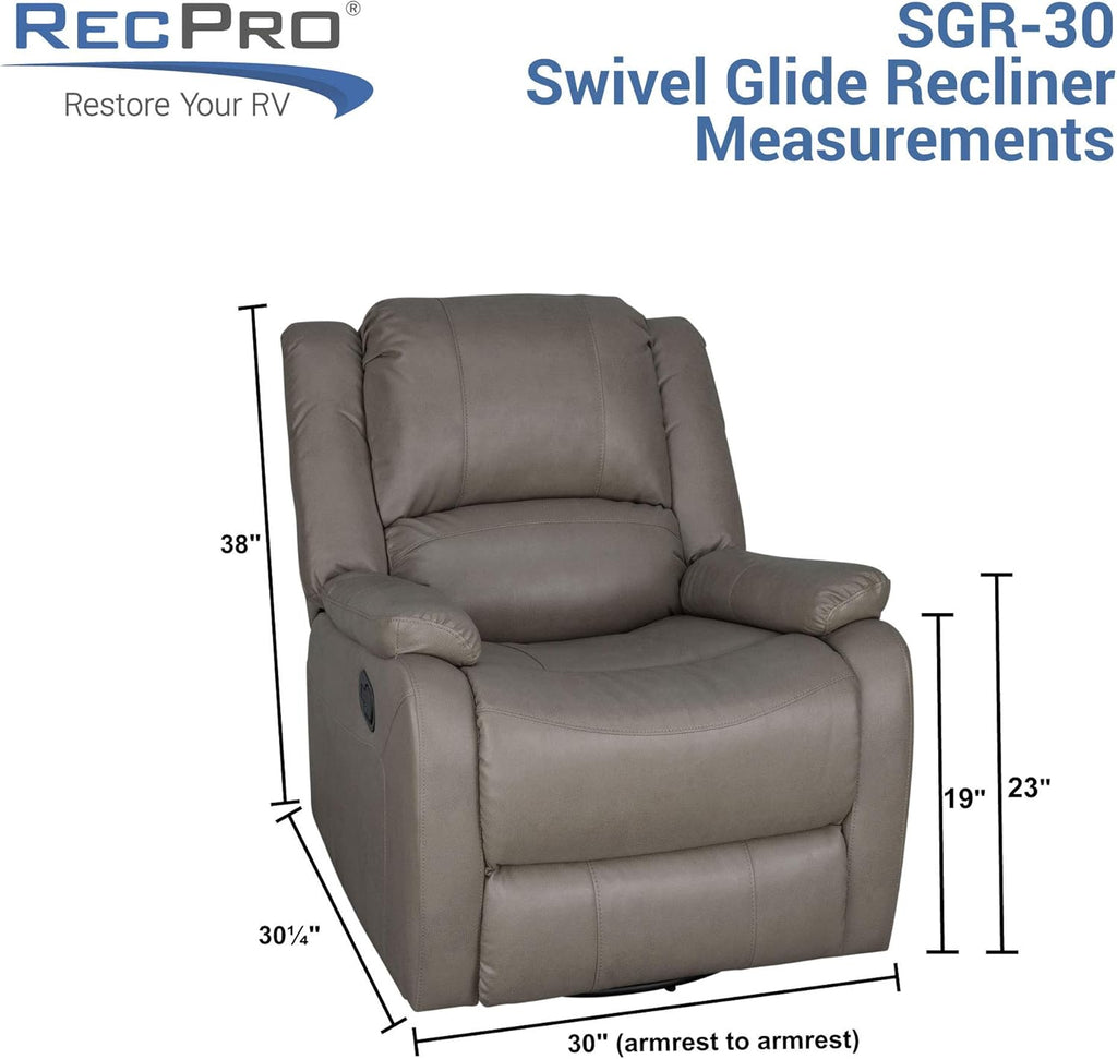 RecPro Charles Collection | 30" Swivel Glider RV Recliner | RV Living Room (Slideout) Chair | RV Furniture | Glider Chair (Toffee, 2-Pack)