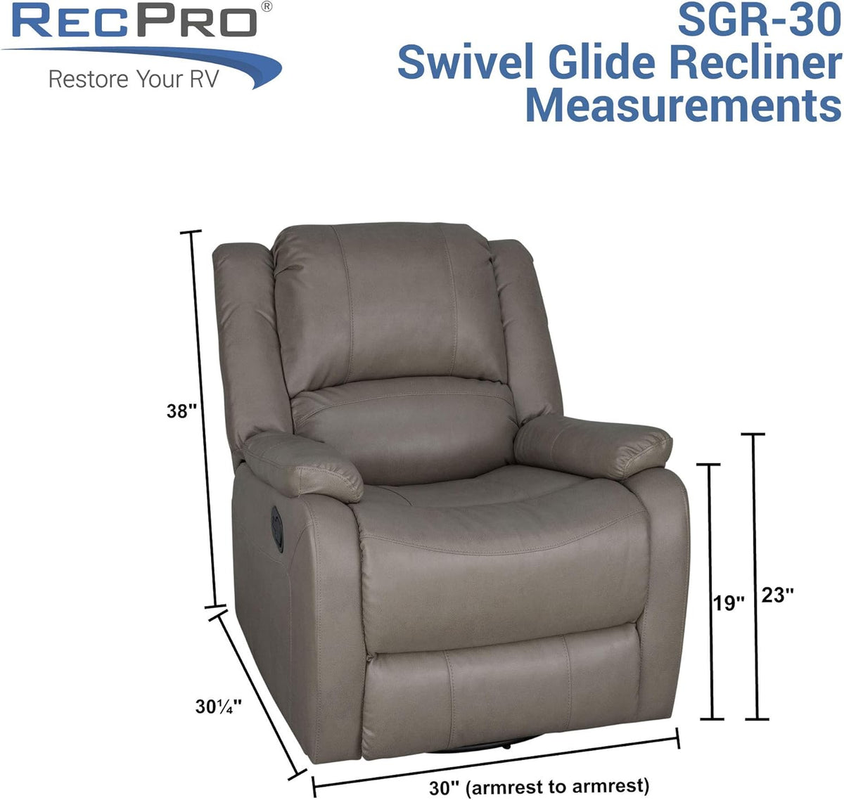 RecPro Charles Collection | 30" Swivel Glider RV Recliner | RV Living Room (Slideout) Chair | RV Furniture | Glider Chair (Toffee, 2-Pack)