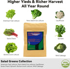 inbloom Salad Green Seed Pod Kit for AeroGarden, Ahopegarden, GARDENCUBE, MUFGA, 12 Pods (350+ Seeds with American Fast/Paris Island/Buttercrunch Lettuce, Swiss Chard, Spinach, Cauliflower, Cabbage)