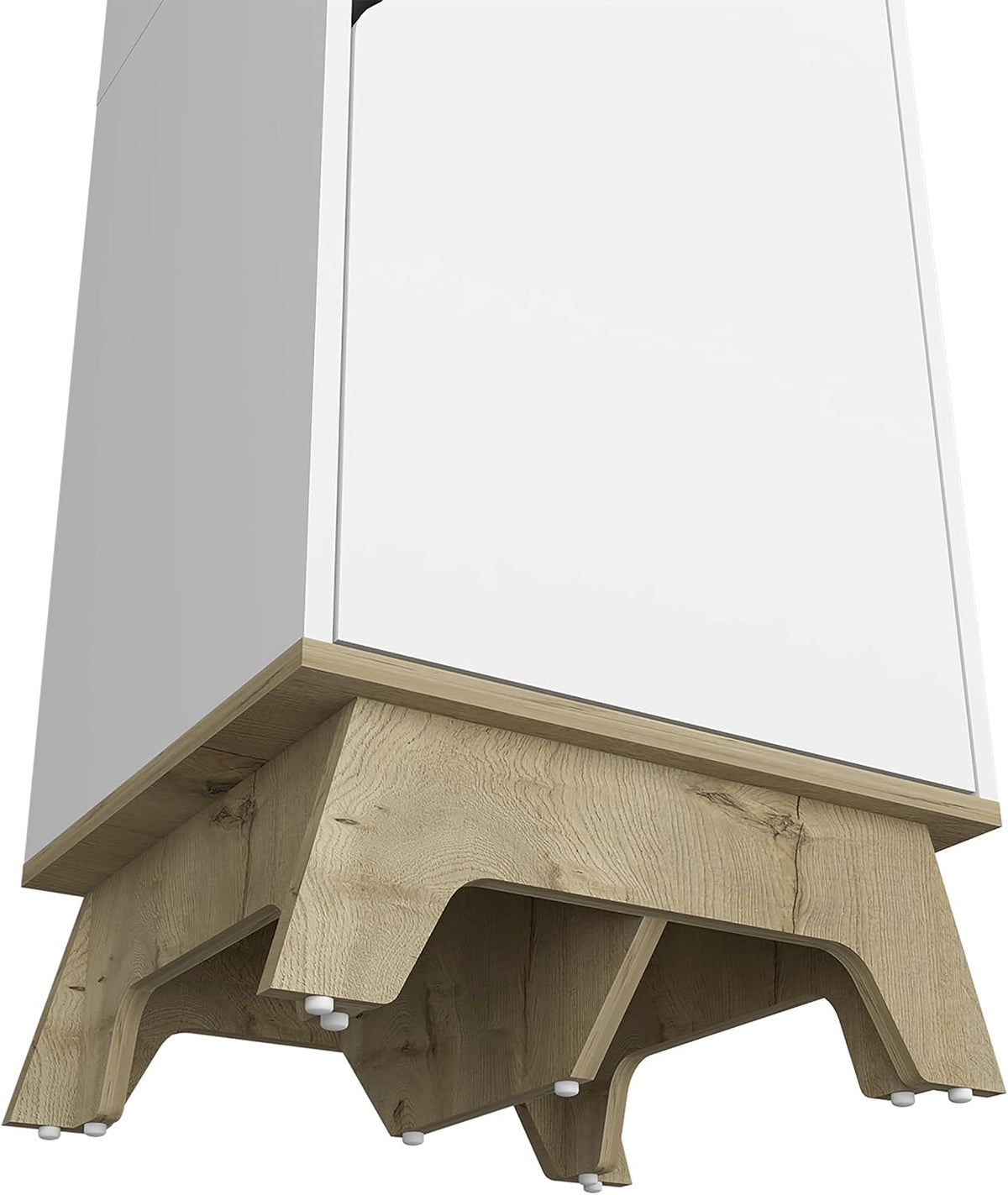 FM FURNITURE British Single Kitchen Pantry with 4 Shelves, and Double Doors Cabinet, Light Oak/White