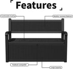 PatioZen 80 Gallon Outdoor Storage Bench Deck Box Waterproof Lockable,Outdoor Storage Furniture for Patio,Garden and Porch,Tools and Cushions（Black）