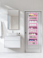 JARLINK Over the Door Organizer for Bedroom, Pantry, Bathroom, 5 Shelf Pink | Anti-Tilt Design, 44 lb Load Capacity, Hanging Door Organizer with 5 Large Capacity Pockets, Behind Door Storage for Nursery
