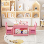 Kids Table and Chair Set - 4 in 1 Wooden Activity Table & 2 Chairs, Storage Drawer, Detachable Tabletop, for Drawing, Reading, Crafts, Art, Homework