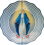 Virgin Mary Wind Spinner, Metal Wind Spinners Outdoor Indoor, Religious Virgin Mary Hanging Garden Decor for Outside, Stainless Wind Spinners for Yard and Garden 10 inch 3D (25.76X25 CM)
