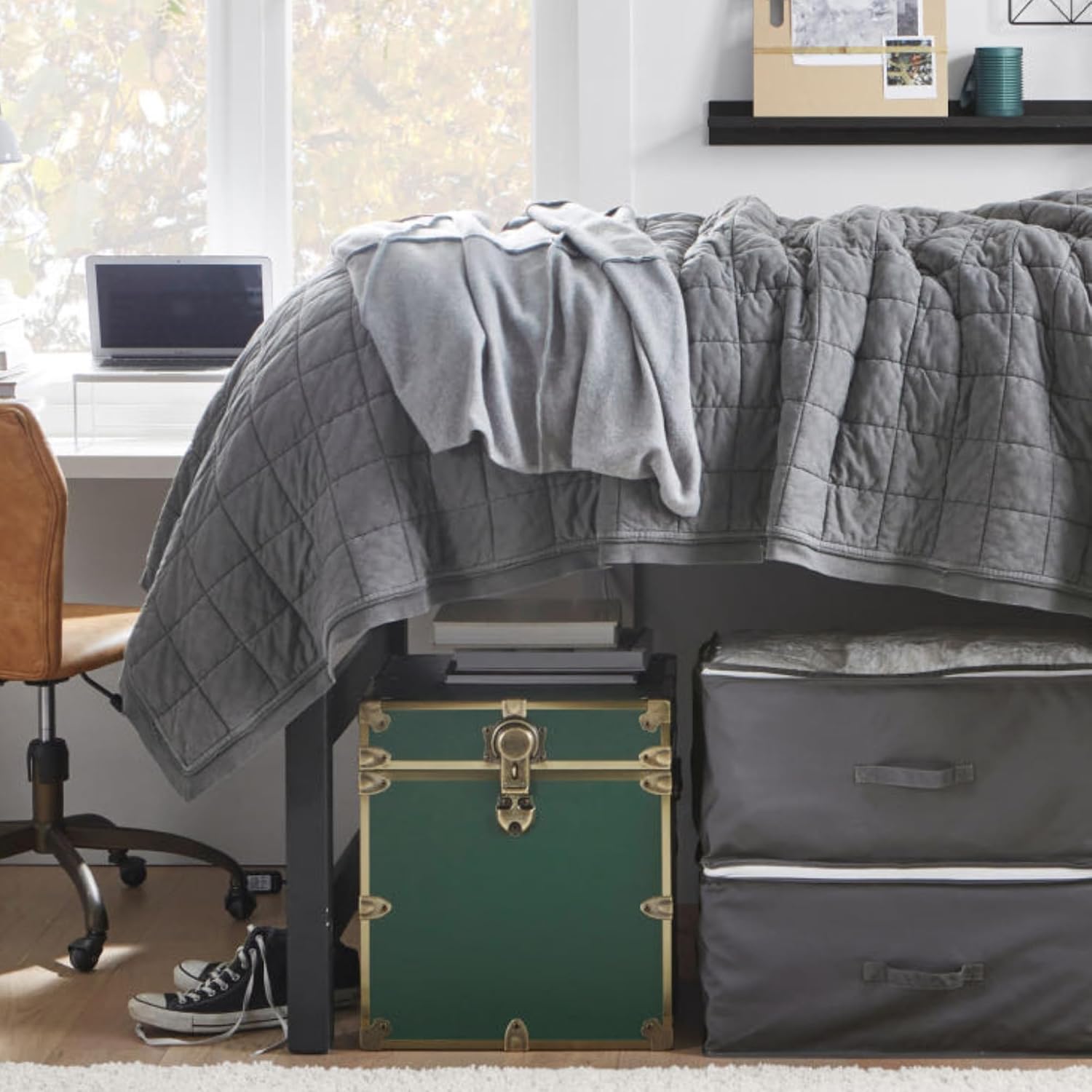 Rhino Classic College Dorm Cube Trunk, Antique Brass Storage Chest, Bench | 1500+ lb Capacity, Home Storage, Office Storage, Dorm Room, Coffee Table