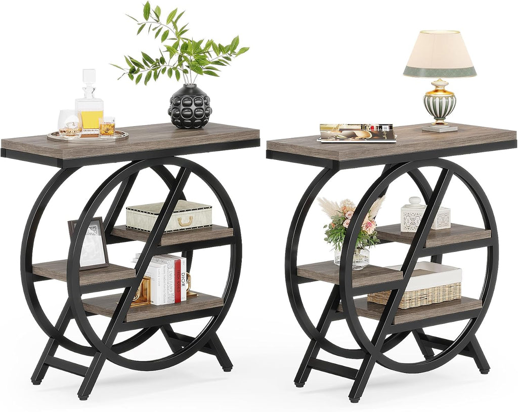 LITTLE TREE Set of 2 End Table, 4-Tier Narrow Side Table