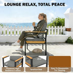 HOMREST Aluminum Patio Furniture Set, Heavy Duty Metal Outdoor Bench for 3 Person, 3-Seat All-Weather Metal Outdoor Patio Furniture with Cushions, (Dark Grey)