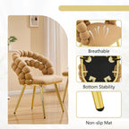 Aoowow Bubble Ball Chain Chairs, Contemporary Luxury Kitchen Chairs, Handcrafted Backrest, Lumbar Support, Modern Velvet Dining Chairs with Gold Legs for Kitchen, Dining Room (Brown, 4 Chairs)