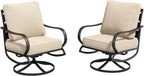 PHI VILLA Metal Swivel Patio Chairs Set of 2, High Back Steel Outdoor Chairs with 5.75" Extra Thick Cushion, 2 Piece All Weather Deep Seat Outdoor Front Porch Seating Furniture for Deck Balcony, Beige