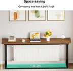 Over Radiator Shelf, Long Radiator Side Table, Sofa Table Behind Couch for Home Living Room Bedroom Office, Small Footprint(Brown,160x20x80cm/63x8x31in)